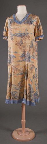 MALLINSON ALAMO PRINTED SILK DRESS, 1929