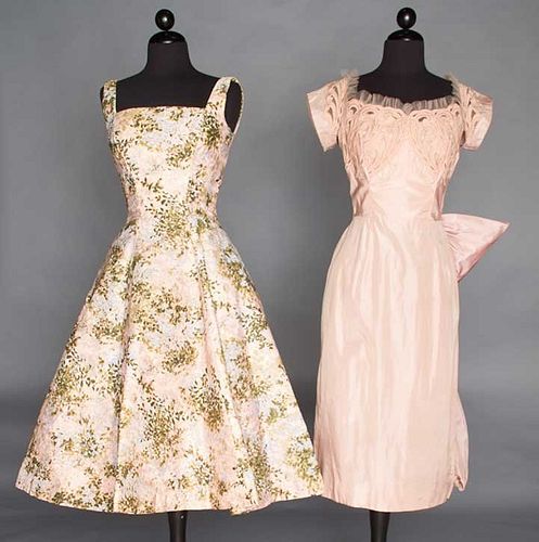 TWO DESIGNER PARTY DRESSES, 1950s