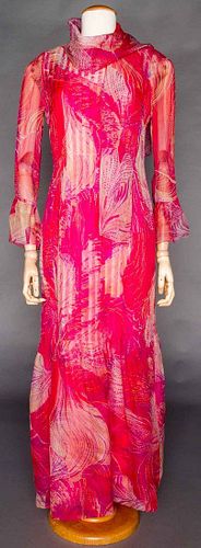 PRINTED CHIFFON DRESS, 1970s