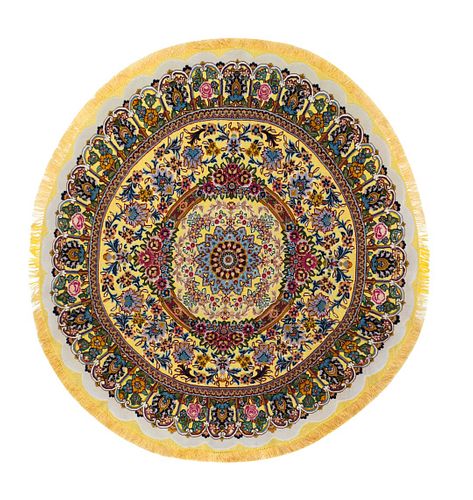 Persian Wool & Silk Tabriz Rug, 4’9’’ x 5’