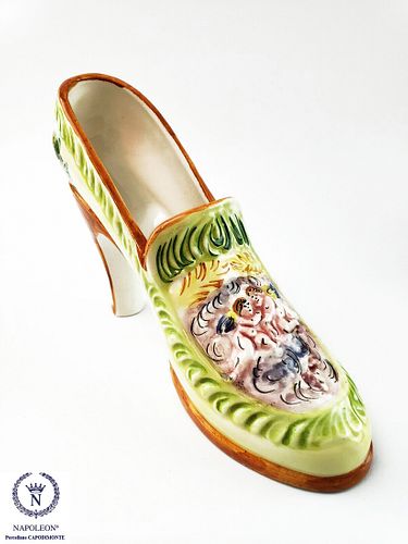 Vintage Italian Capodimonte Signed Decorative Heel Shoe