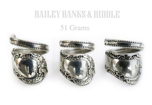 Three Bailey Banks Biddle Sterling Spoon Rings