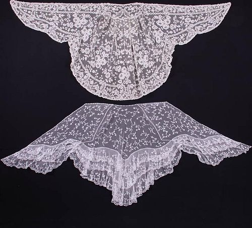 TWO APPLIQUÃ‰ OR EMBROIDERED SHAWL CAPES, LATE 19TH C
