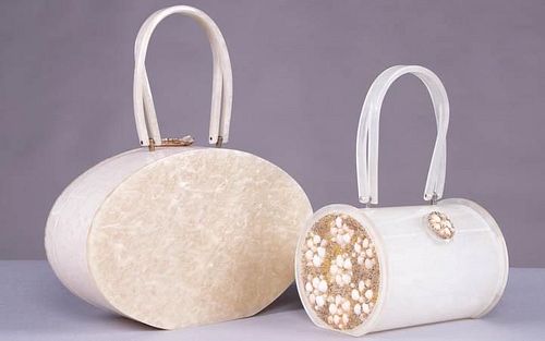 TWO PEARLESCENT WILARDY BOX BAGS, AMERICA, 1950s