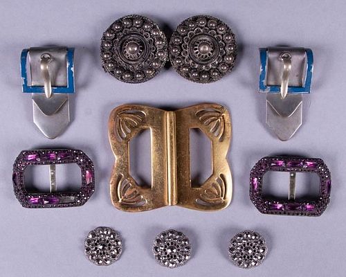 ASSORTMENT OF SHOE & DRESS ORNAMENTS, 19TH-EARLY 20TH C