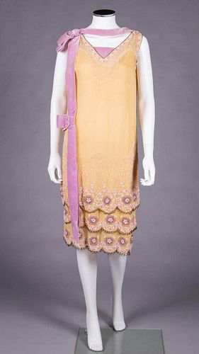 YELLOW BEADED PARTY DRESS, 1920s