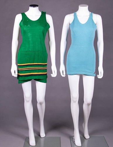 TWO LABELED WOOL BATHING SUITS, CALIFORNIA, 1920-1930s