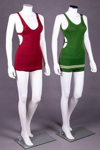TWO MANS CUTOUT WOOL BATHING SUITS, LOS ANGELES, 1930s