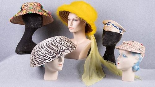 FIVE NOVELTY LADIES HAT, 1930-1960s