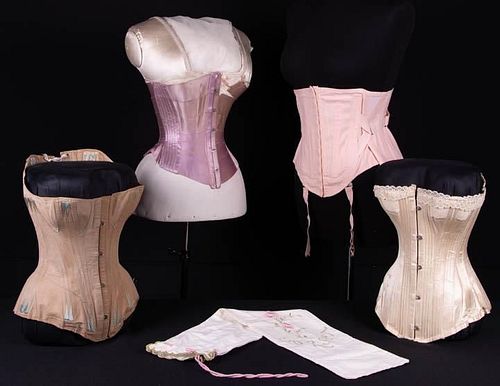 FOUR CORSETS, FRANCE & AMERICA, 1880-1910s
