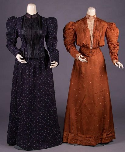 TWO SILK DAY DRESSES, 1892-1905