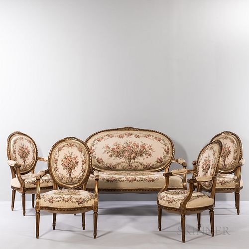 Five-piece Suite of Louis XVI-style Seating Furniture