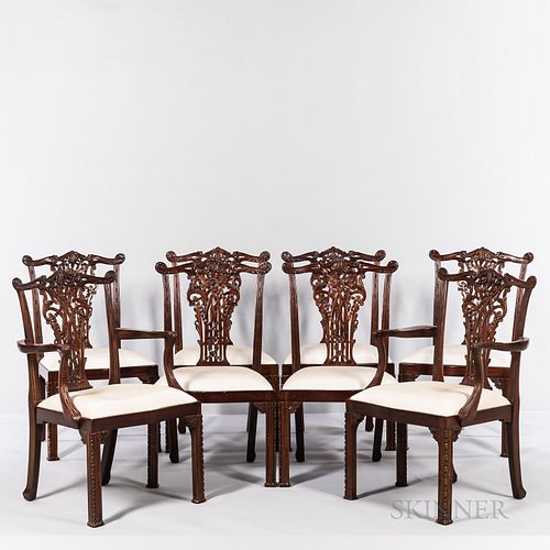 Eight Chippendale-style Mahogany Custom-made Chairs