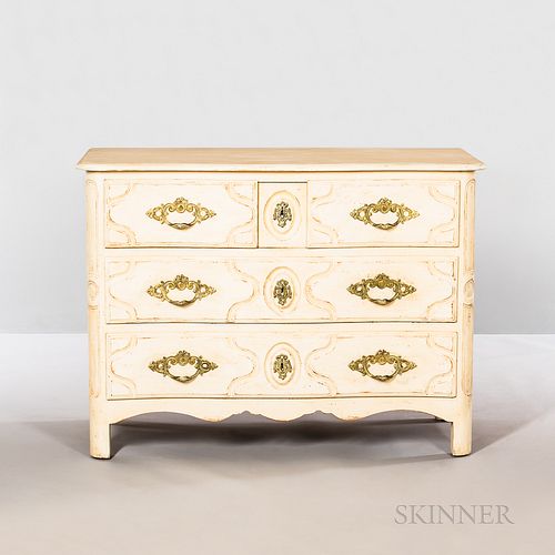 French Provincial-style White-painted Chest of Drawers