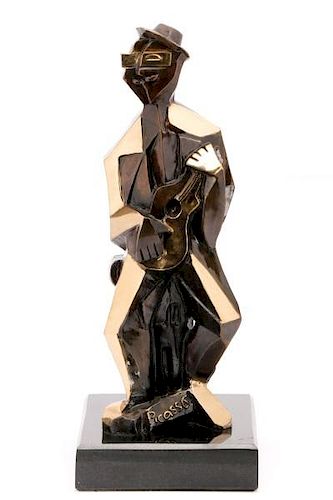 Castano Bronze Man w/ Guitar, Picasso Pastiche