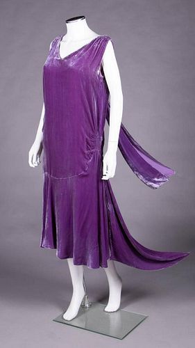 PURPLE SILK VELVET PARTY DRESS, 1930s