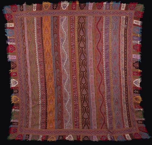 EXCEPTIONAL EMBROIDERED KASHMIRI SHAWL, INDIA, 1830-40s
