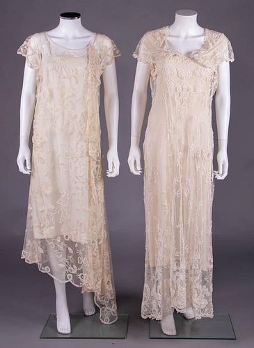 TWO TULLE TAPE LACE TEA GOWNS, 1930s