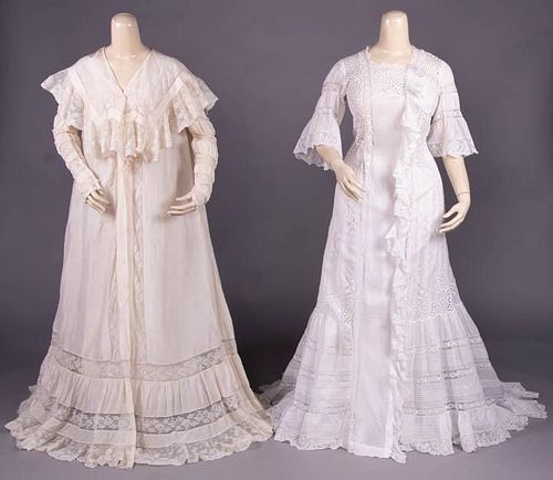 TWO TRAINED BOUDOIR ROBES, c. 1910
