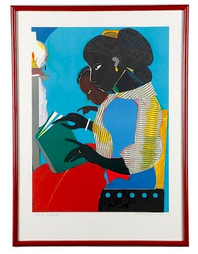 Romare Bearden "The Lamp", Signed Lithograph