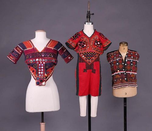 THREE TRADITIONAL EMBROIDERED TOPS, 19TH C.