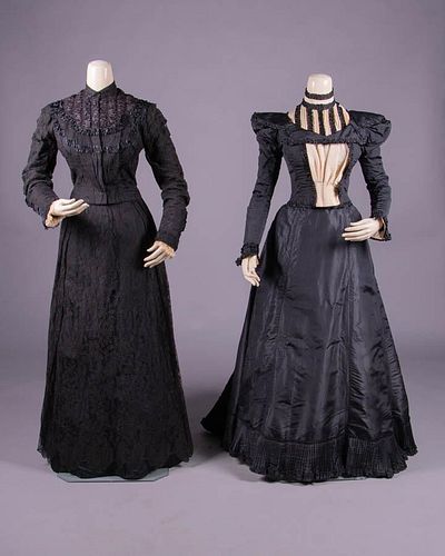 TWO BLACK DAY DRESSES, 1900