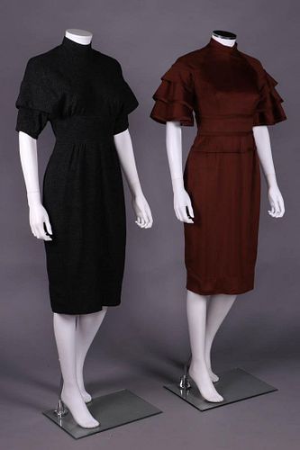 TWO WOOL DAY DRESSES, 1950s