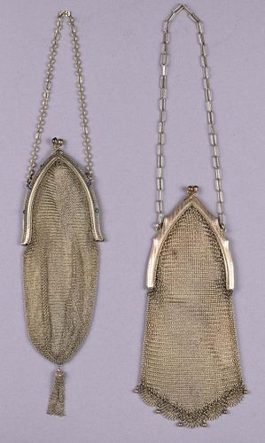 TWO GOTHIC FRAMES GILT CHAINMAIL PURSES, AMERICA