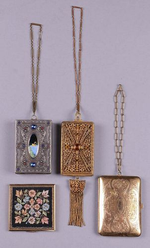FOUR LADIES ACCESSORY COMPACTS, 1930-1940s