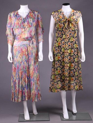 TWO SUMMER TEA DRESSES, FRANCE, 1930s