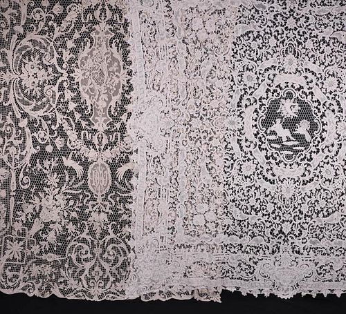 TWO NEEDLE LACE BEDCOVERINGS, EARLY 20TH C