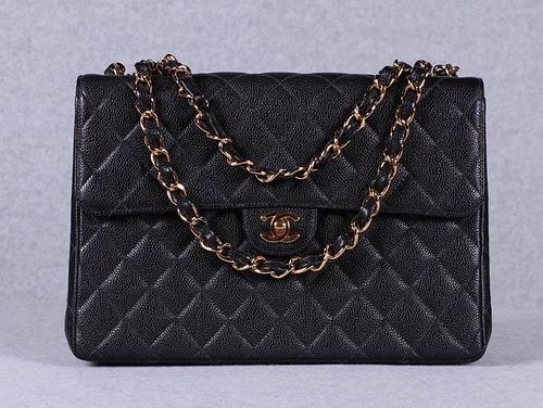 AUTHENTICATED CHANEL JUMBO QUILTED BAG, PARIS, c. 2001