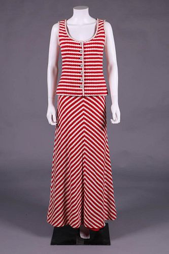 RED & WHITE KNIT SUMMER MAXI DRESS, 1973
