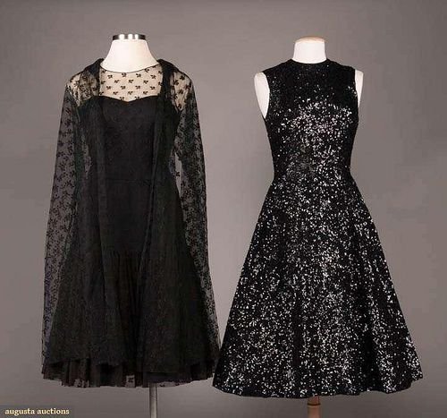 TWO BLACK MAINBOCHER EVENING DRESSES, AMERICA,