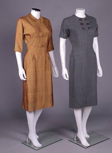 TWO IRENE DAY DRESSES, AMERICA, 1950-1955