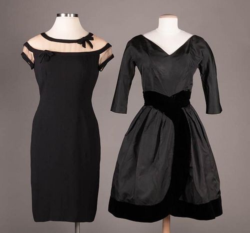 TWO BLACK COCKTAIL DRESSES, AMERICA, 1950s