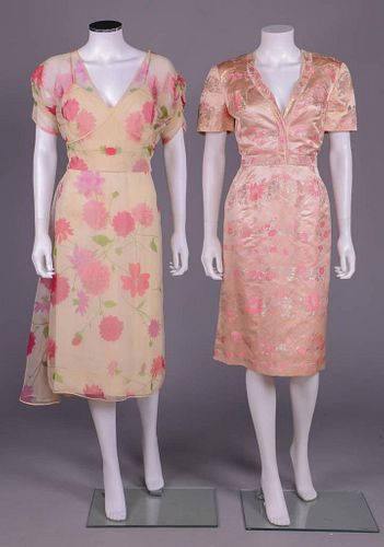 TWO PINK IRENE DAY DRESSES, AMERICA, 1950 & 1952