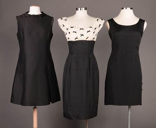 THREE LABELED BLACK COCKTAIL DRESSES, AMERICA, 1960s