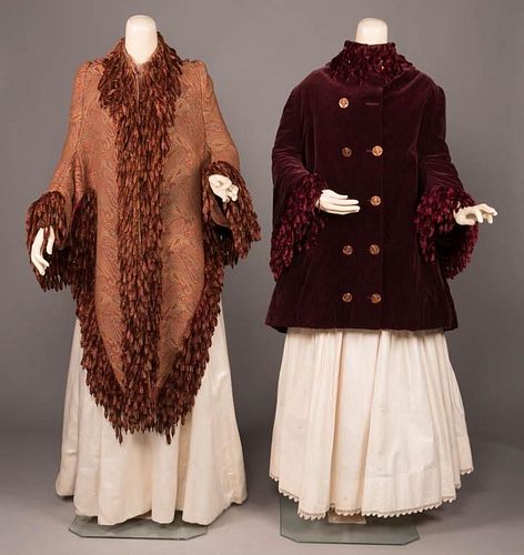 TWO DOLMAN STYLE JACKETS, 1870-1880s