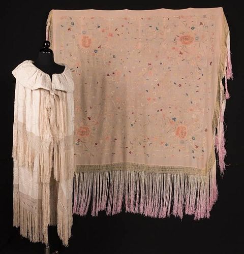 TWO REVERSIBLE SHAWLS, 1890-1920s