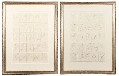 2 Lucy Currie Framed Pencil Drawing Collections