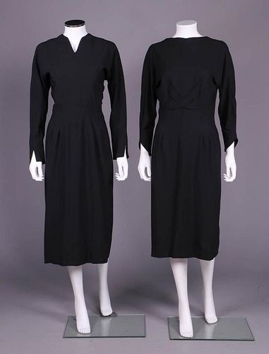 TWO BLACK IRENE AFTERNOON DRESSES, AMERICA, 1950-1955