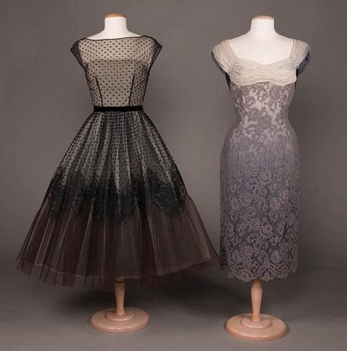 TWO PARTY DRESSES, NEW YORK, 1950s