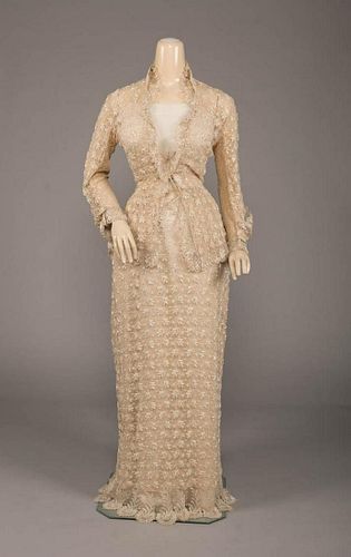 EMBROIDERED & BEADED OVERGOWN, 1880s
