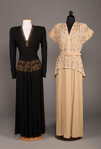 TWO FLOOR LENGTH EVENING DRESSES, AMERICA, 1943 & 1945
