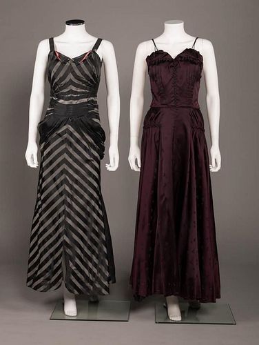 TWO SATIN EVENING GOWNS, AMERICA, 1943-1945