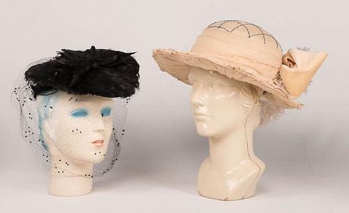TWO FEATHERED HATS, 1910 & 1940s