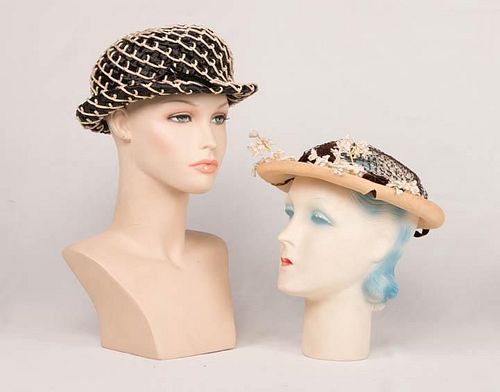 TWO DESIGNER HATS, 1950s & 1970s