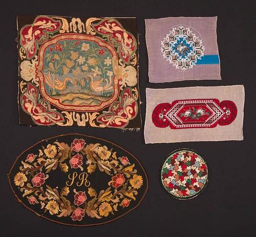 FIVE PIECES OF CANVAS WORK, 1860-1890s