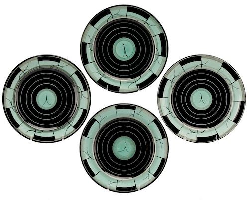 Set of 4 Art Deco Plates, Claussen for Rorstrand
